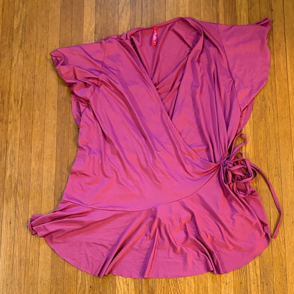Ruby Ribbon Fuchsia Wrap Top - Picture 1 of 5